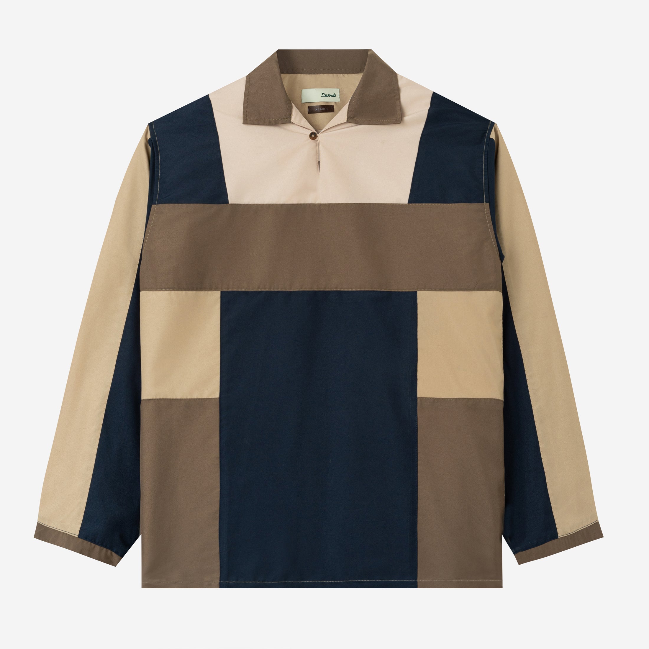 Dhia Patchwork Shirt Long Sleeve - Navy Khaki