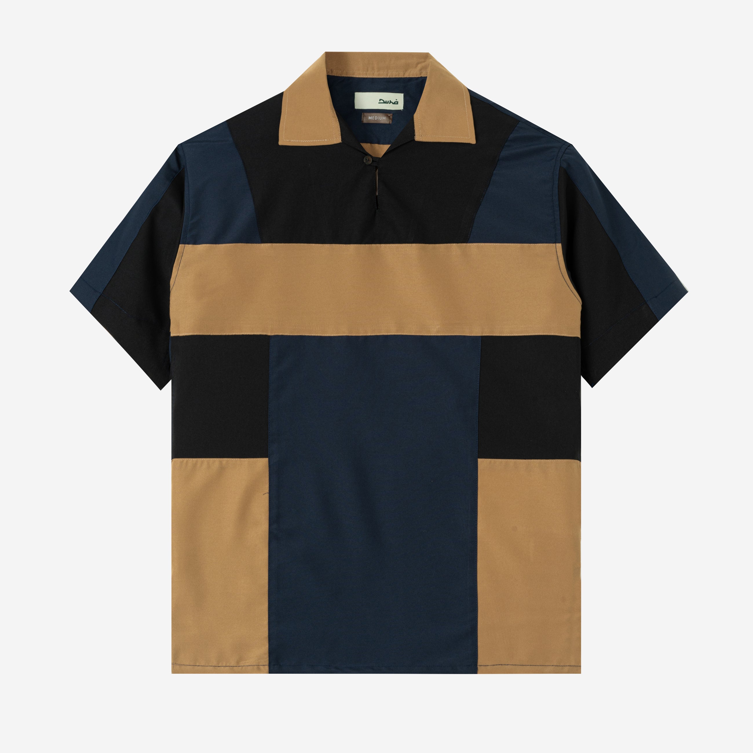 Dhia Patchwork Shirt Short Sleeve - Navy Black