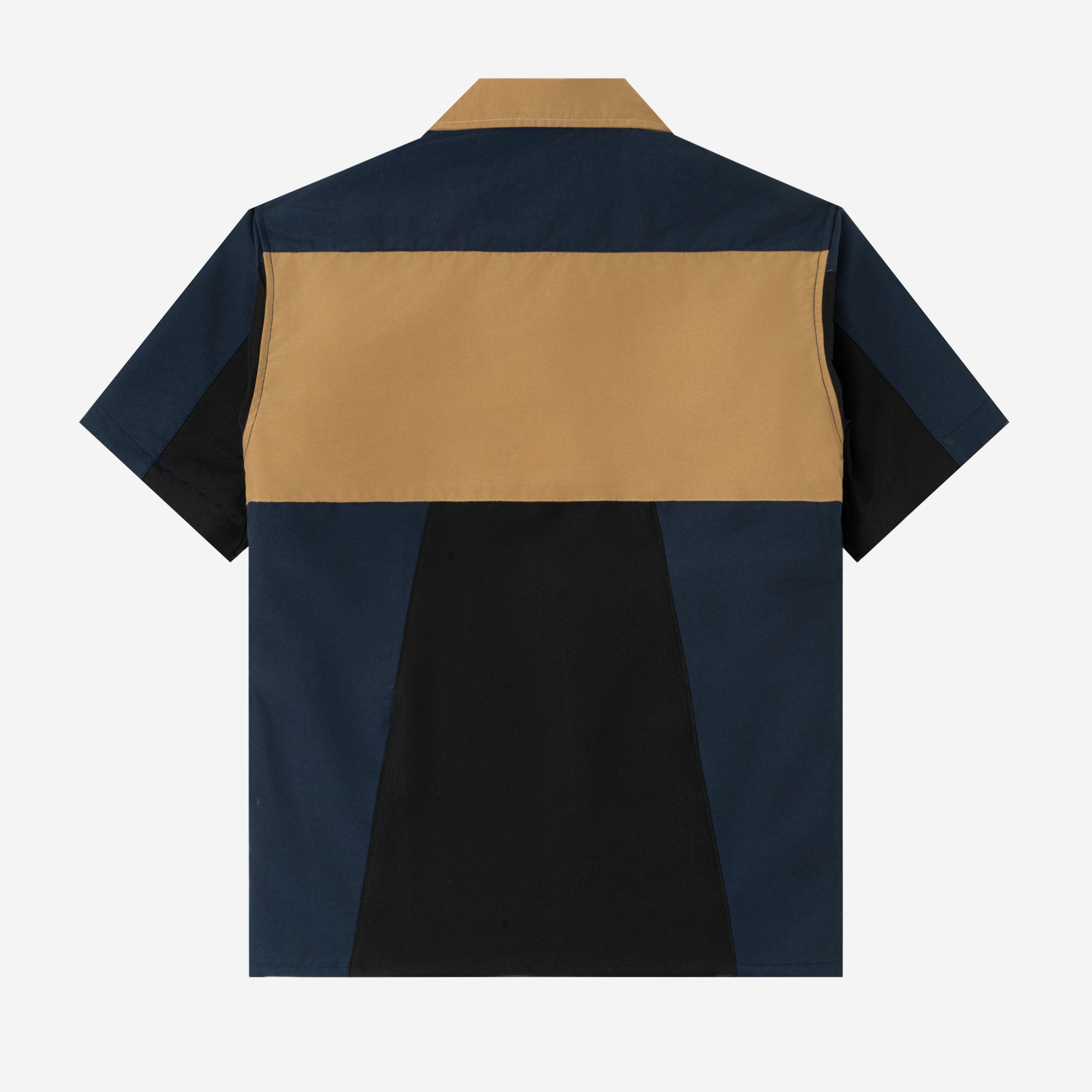 Dhia Patchwork Shirt Short Sleeve - Navy Black