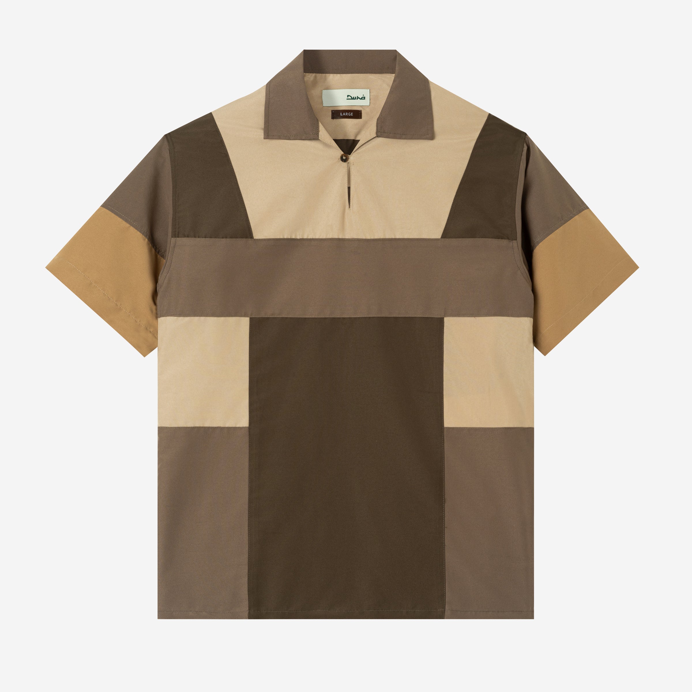 Dhia Patchwork Shirt Short Sleeve - Navy Khaki