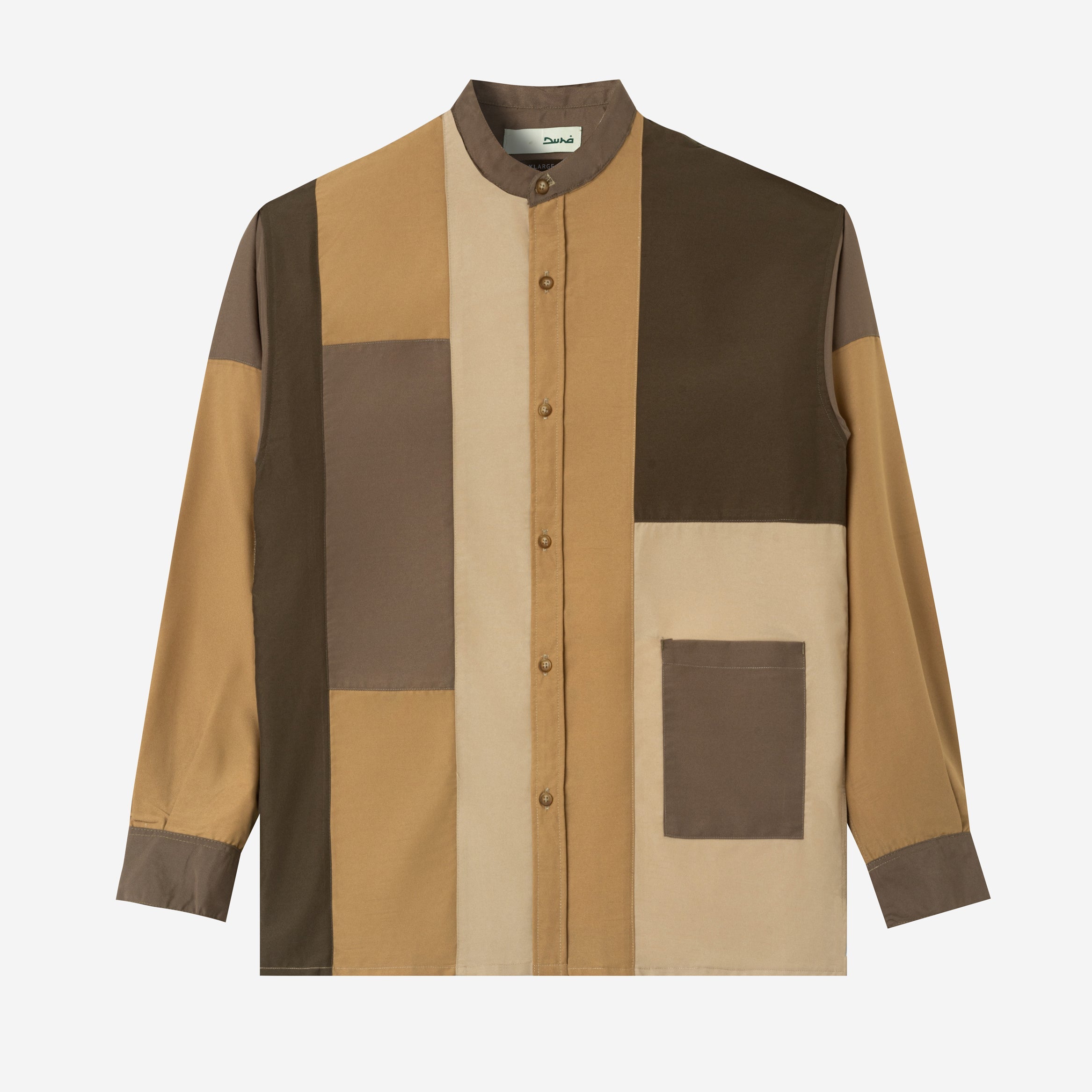 Ward Patchwork Shirt Long Sleeve - Dark Khaki