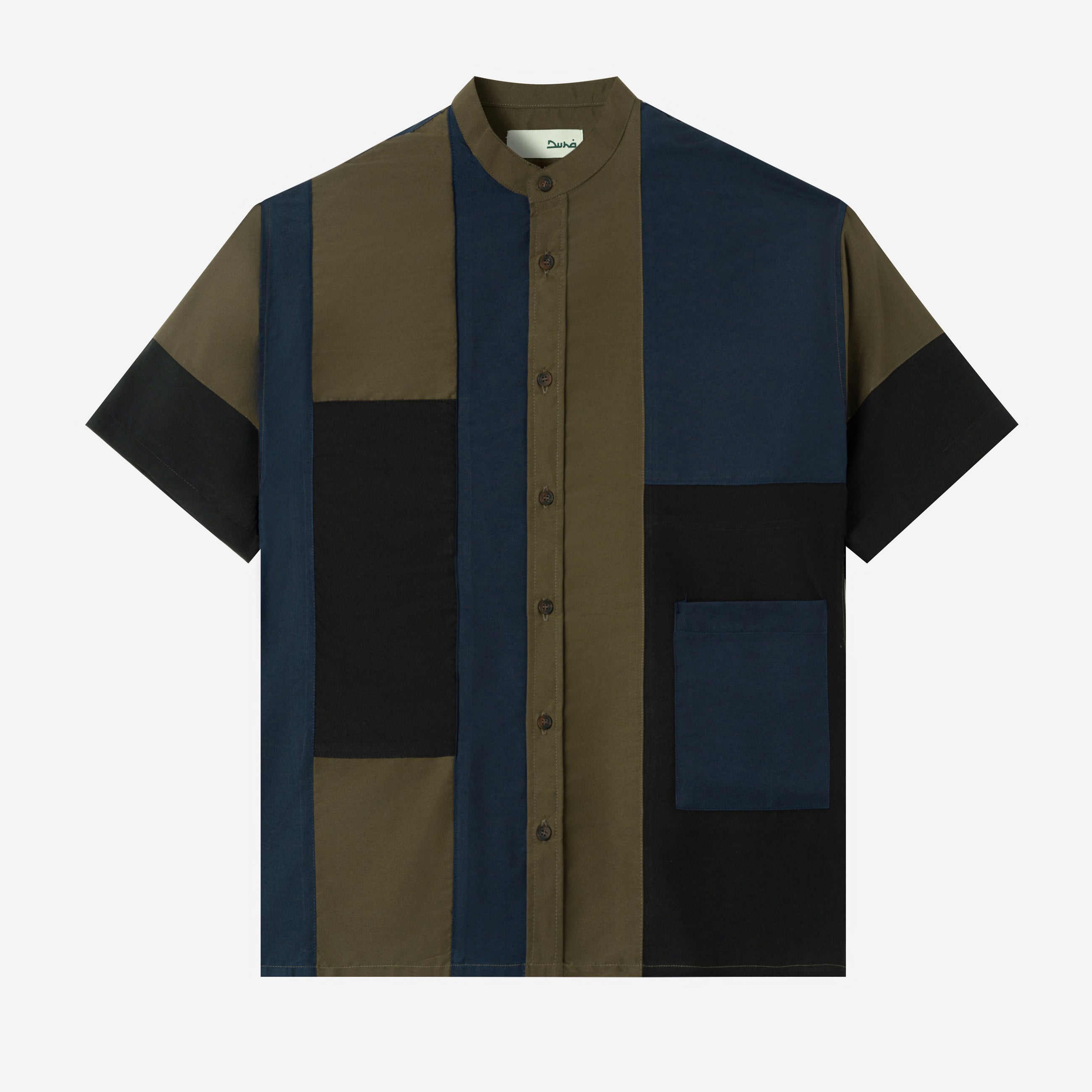 Ward Patchwork Shirt Short Sleeve - Black Olive