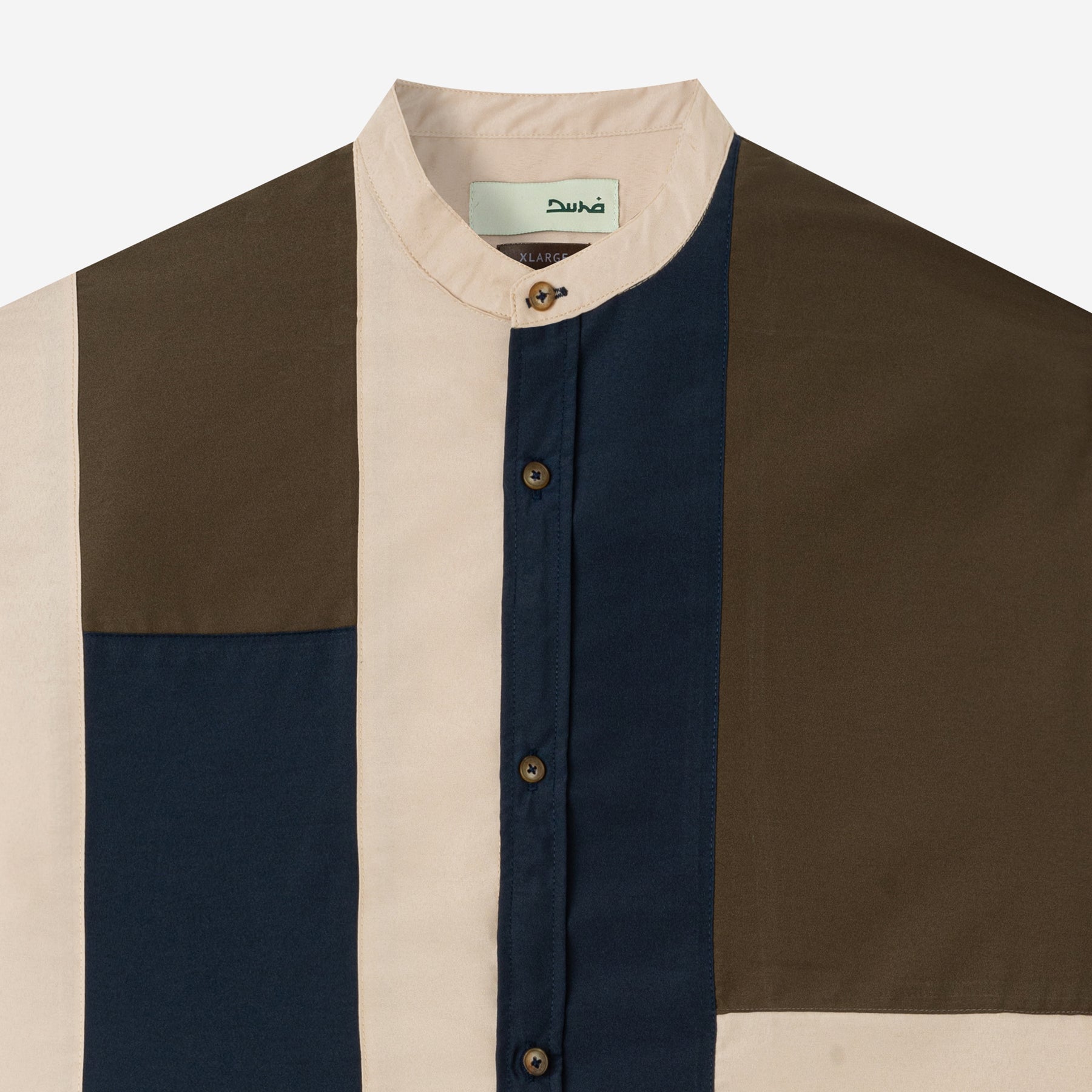 Ward Patchwork Shirt Short Sleeve - Navy Khaki